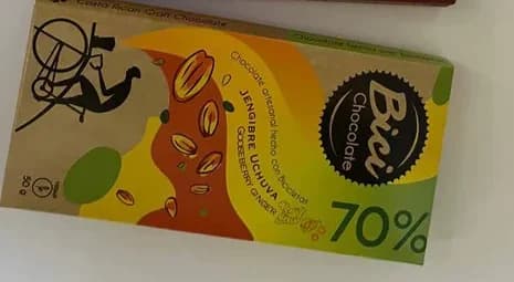 Tableta 70% uchuva y jengibre — Bici Chocolate